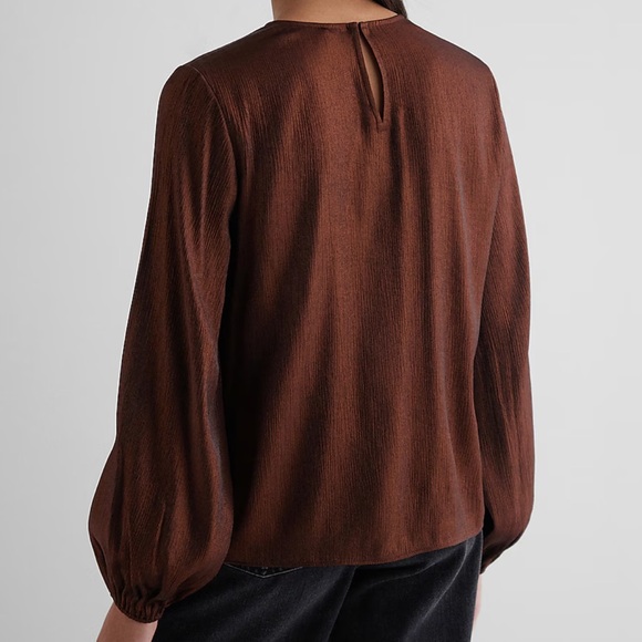 Metallic Gathered Neck Balloon Sleeve Top - Picture 4 of 11